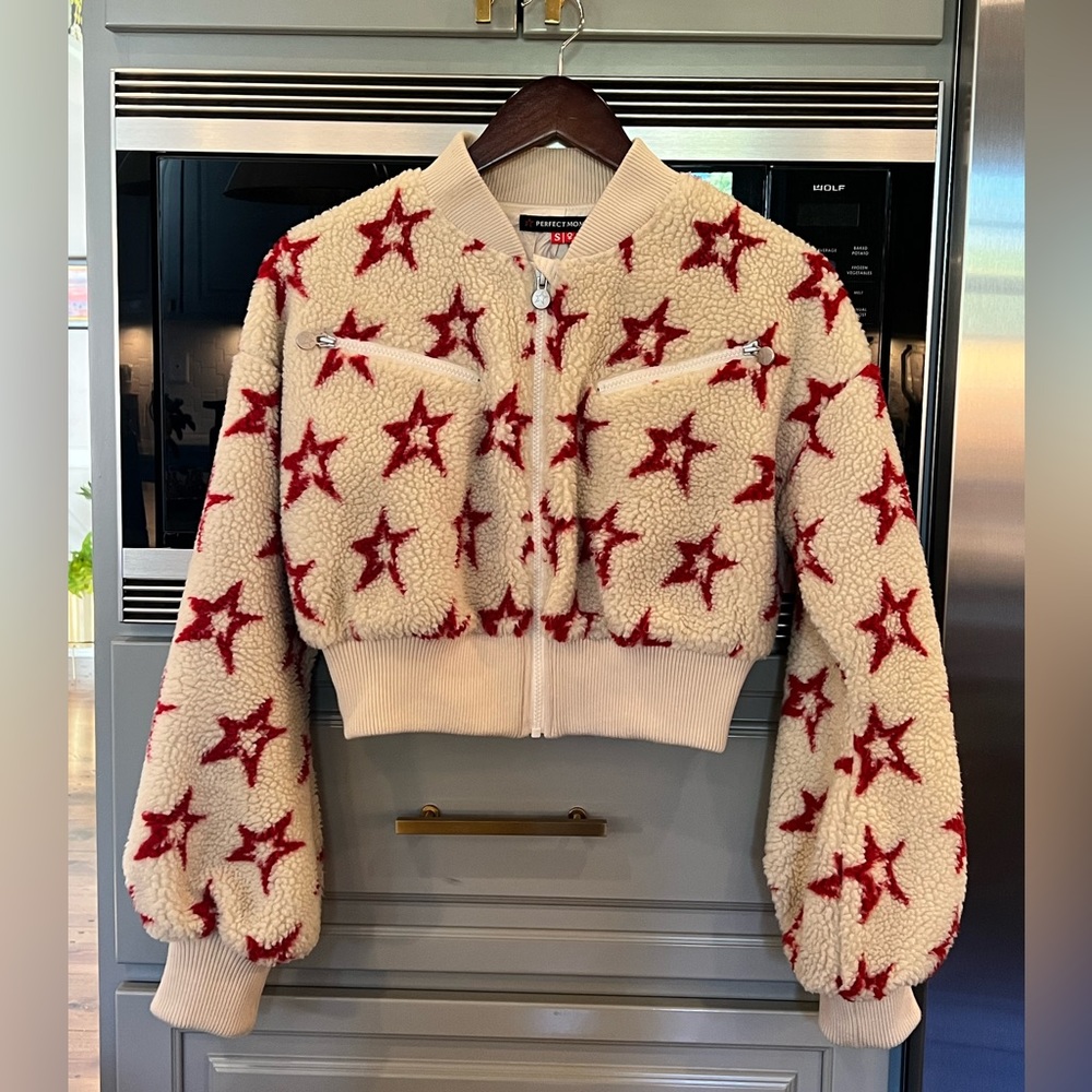 Perfect Moment Sherpa Fleece cropped bomber jacket size Small